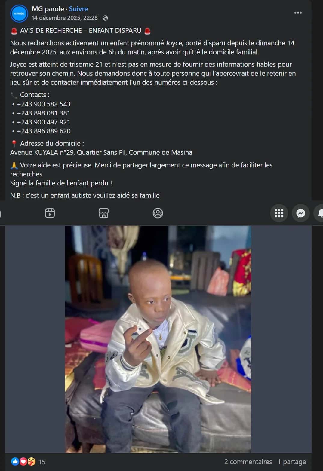 Avis de disparition