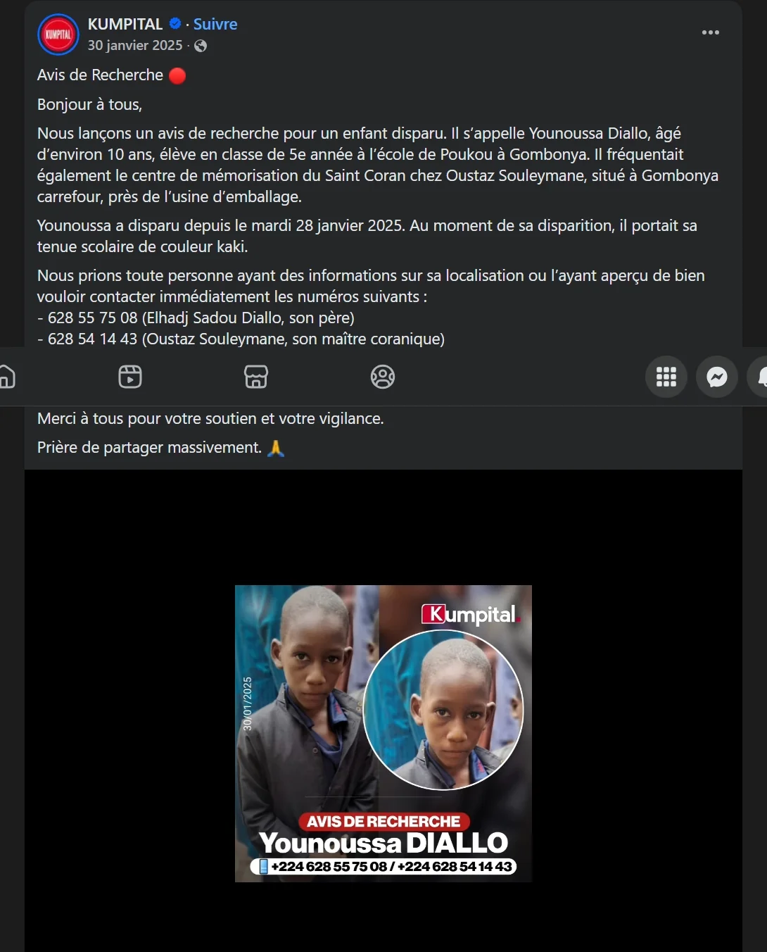 Annonce disparition enfant
