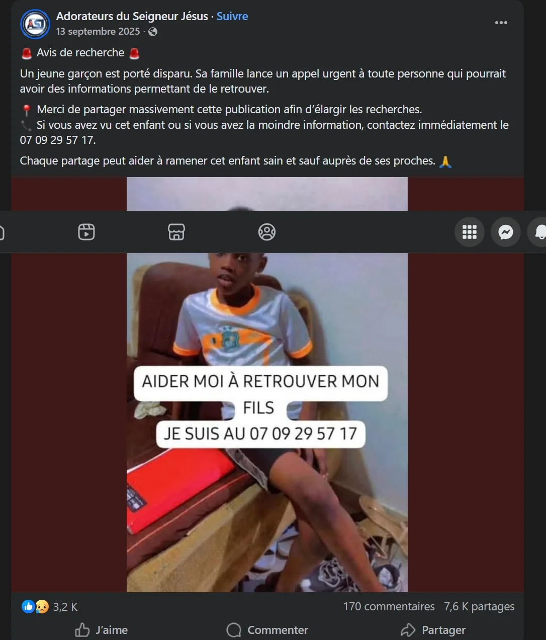 Annonce disparition enfant